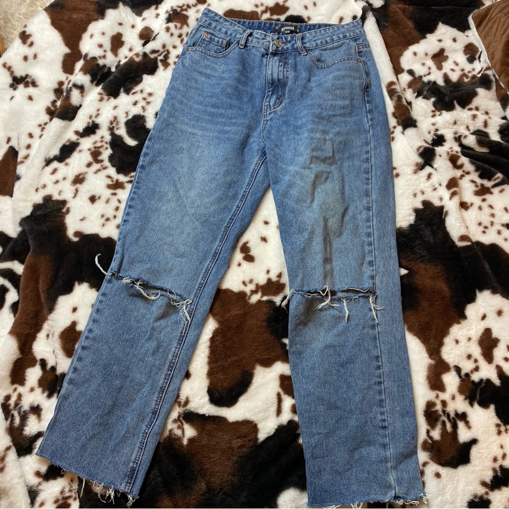 Missguided Distressed Raw Hem Jeans